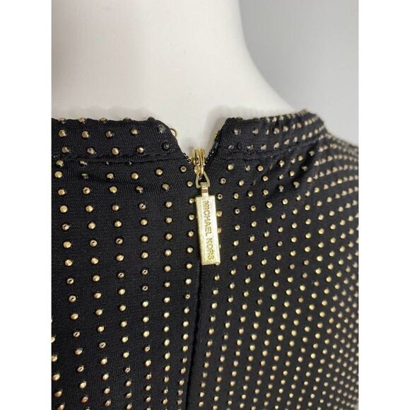 Michael Kors Shift‎ Dress Women's Small Black Gold Metallic Stretchy NEW - Picture 4 of 13